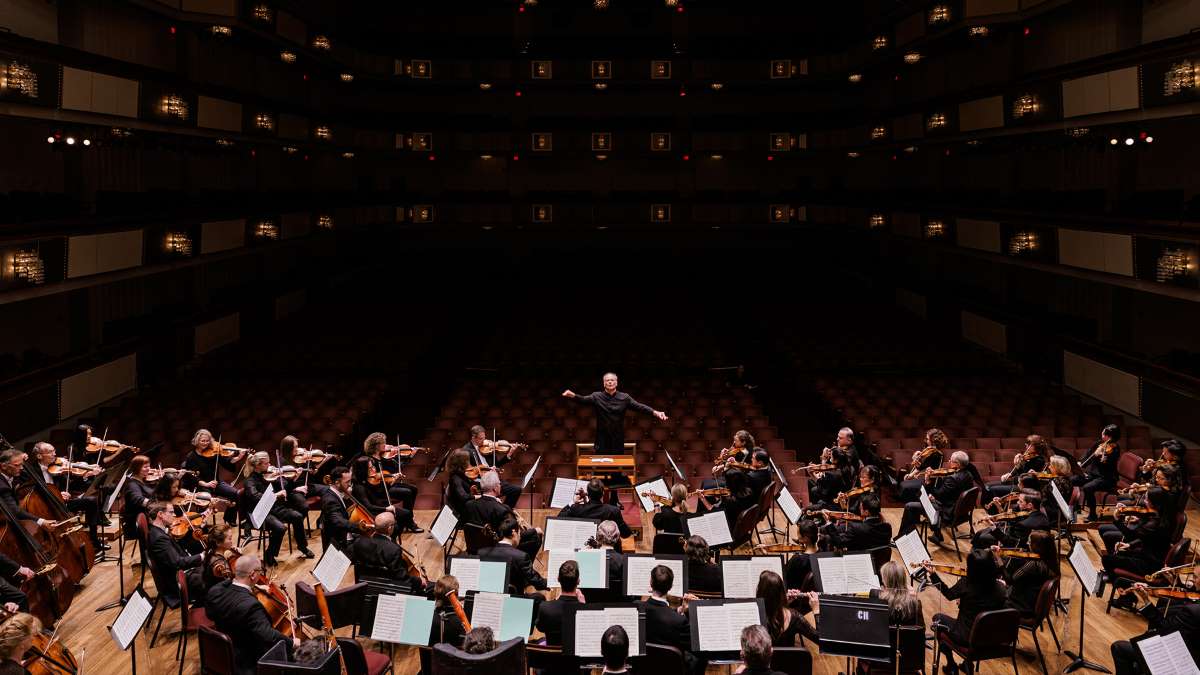 Gianandrea Noseda conducts the National Symphony Orchestra in the large Concert Hall at the Kennedy Center