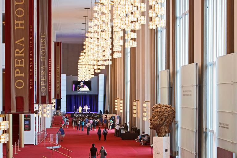 A photo of the Grand Foyer in the Kennedy Center.