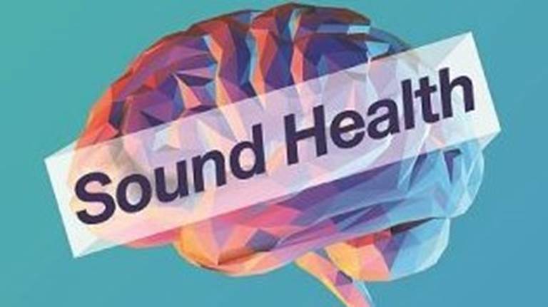 Graphic of a human brain with Sound Health title text